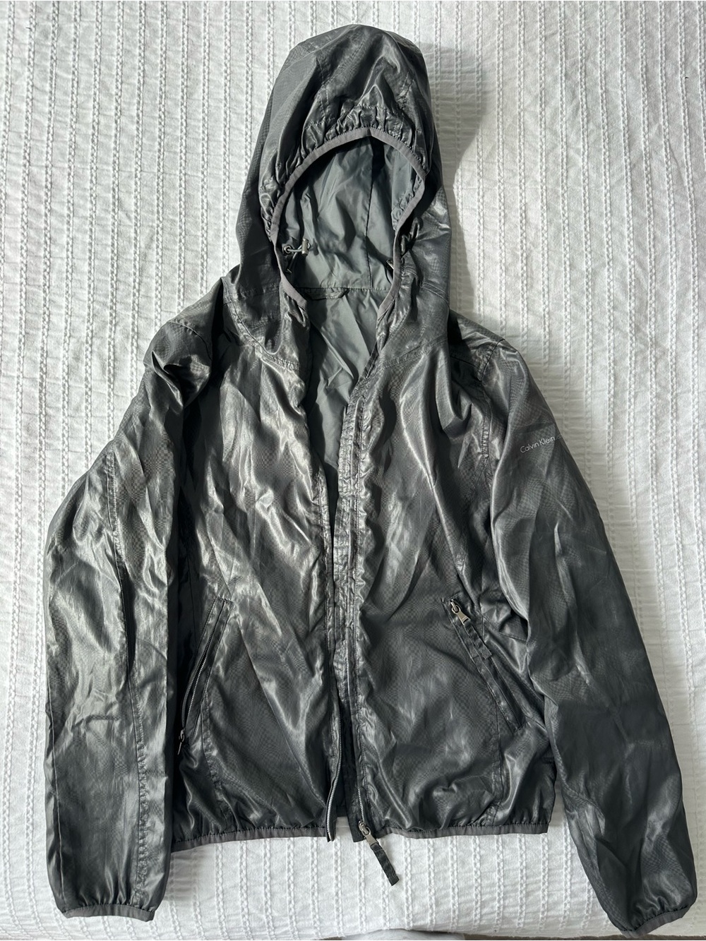 Calvin Klein Jeans: Metallic Gray Windbreaker